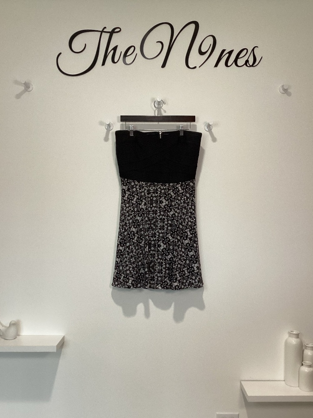 Express Back Fitted Bodice & Floral Flowy Strapless Dress Size Large